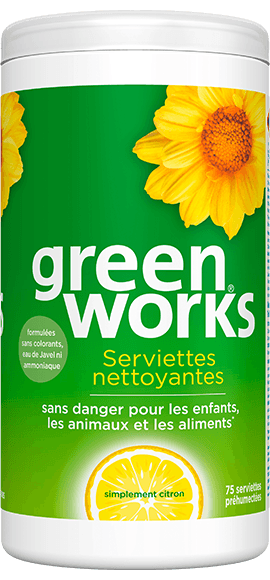 boîte de lingettes nettoyantes Green Works parfumées au citron